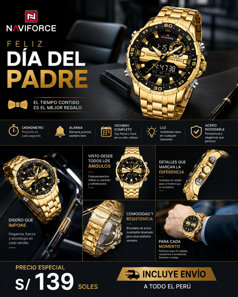 NAVIFORCE 9234 GOLD BLACK