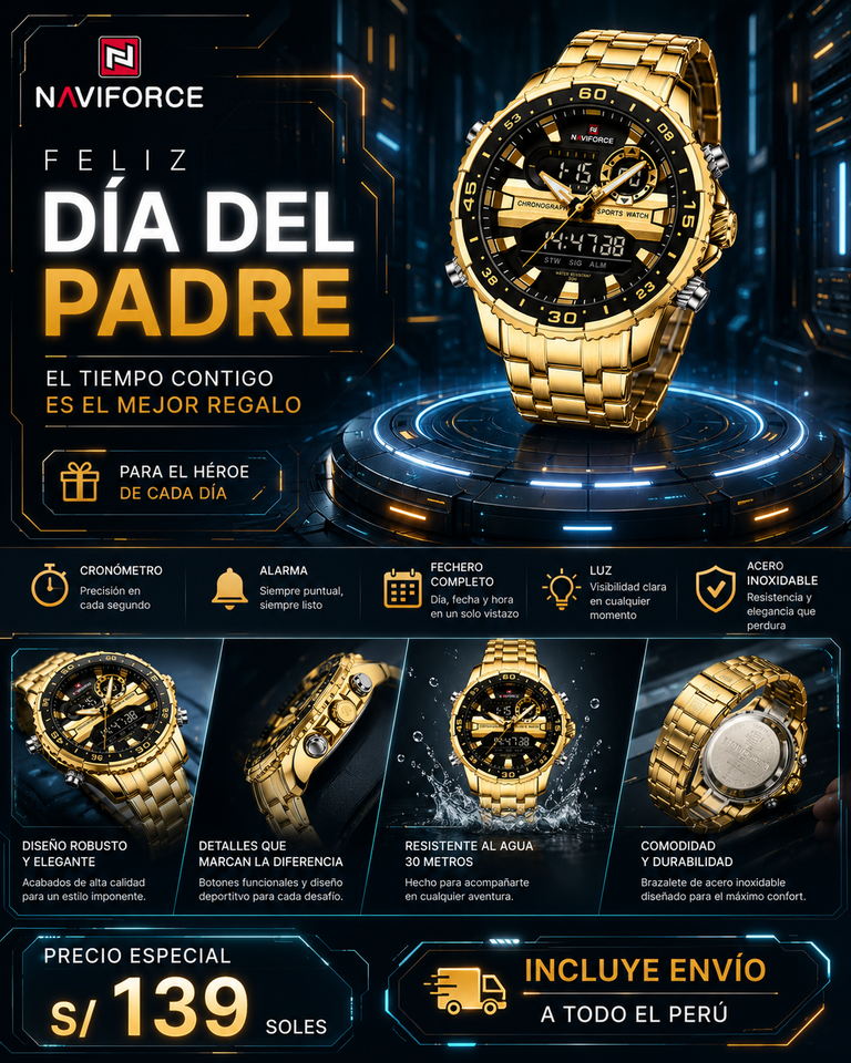 NAVIFORCE 9234 GOLD BLACK