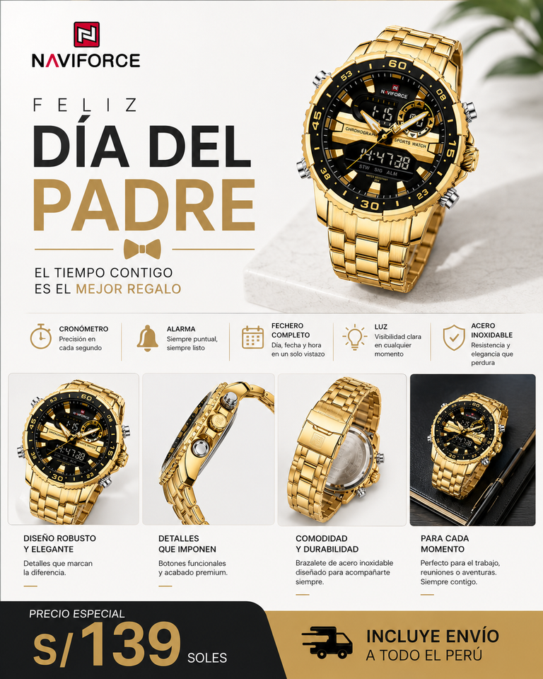 NAVIFORCE 9234 GOLD BLACK