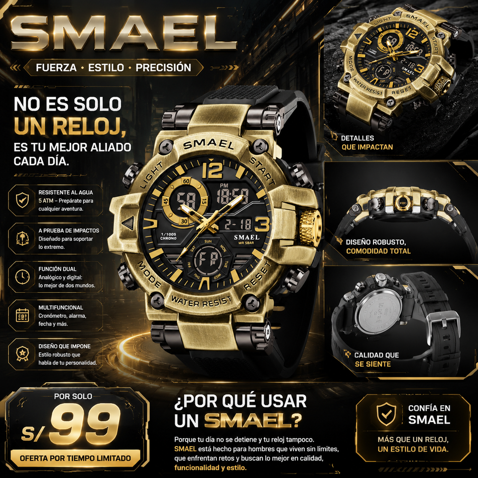 SMAEL 8110 GOLD BLACK