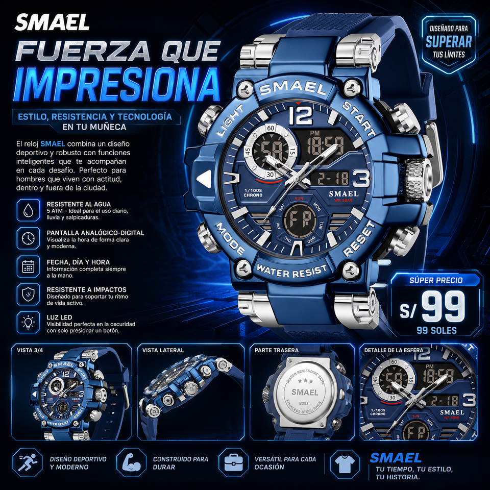 SMAEL 8110 SILVER BLUE