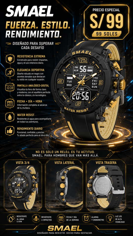 SMAEL 8140 GOLD BLACK
