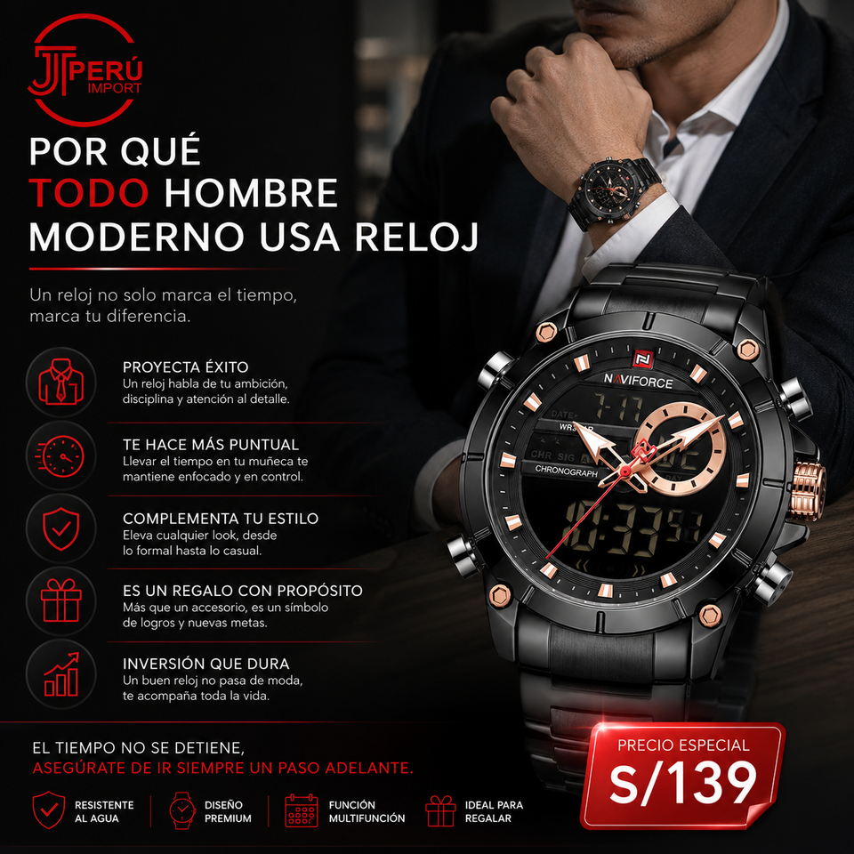 NAVIFORCE 9163 AZUL O NEGRO