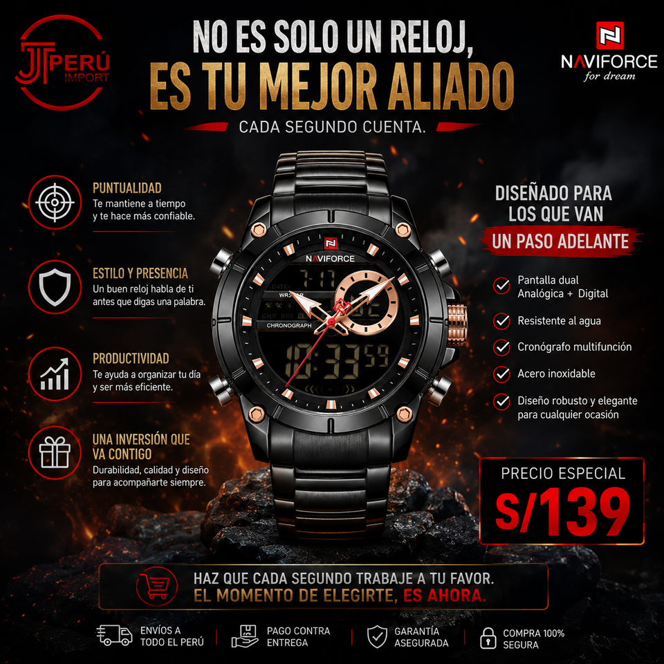 NAVIFORCE 9163 AZUL O NEGRO