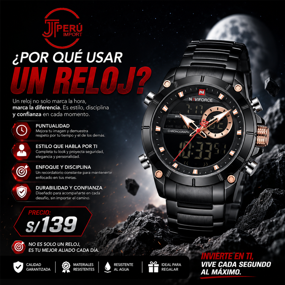 NAVIFORCE 9163 AZUL O NEGRO