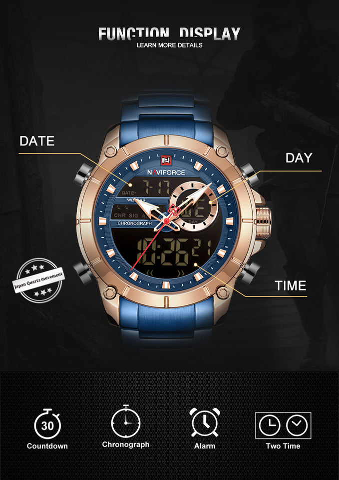 NAVIFORCE 9163 AZUL GOLD ROSE