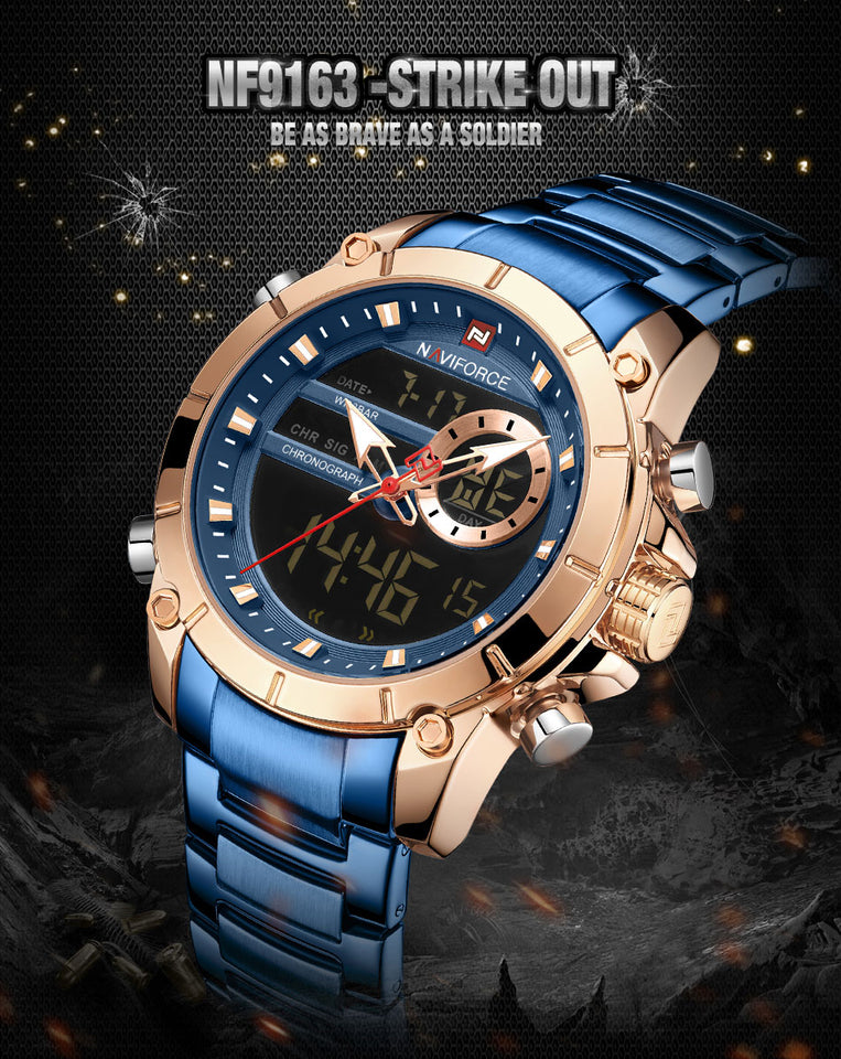 NAVIFORCE 9163 AZUL GOLD ROSE