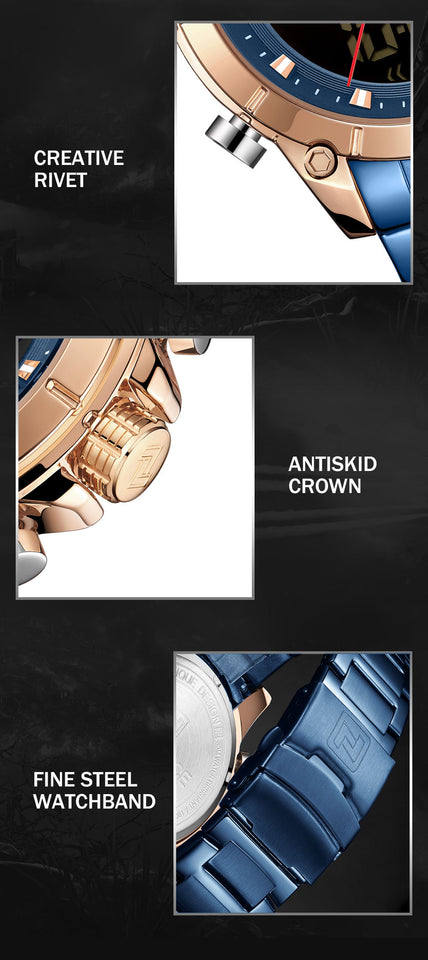 NAVIFORCE 9163 AZUL GOLD ROSE