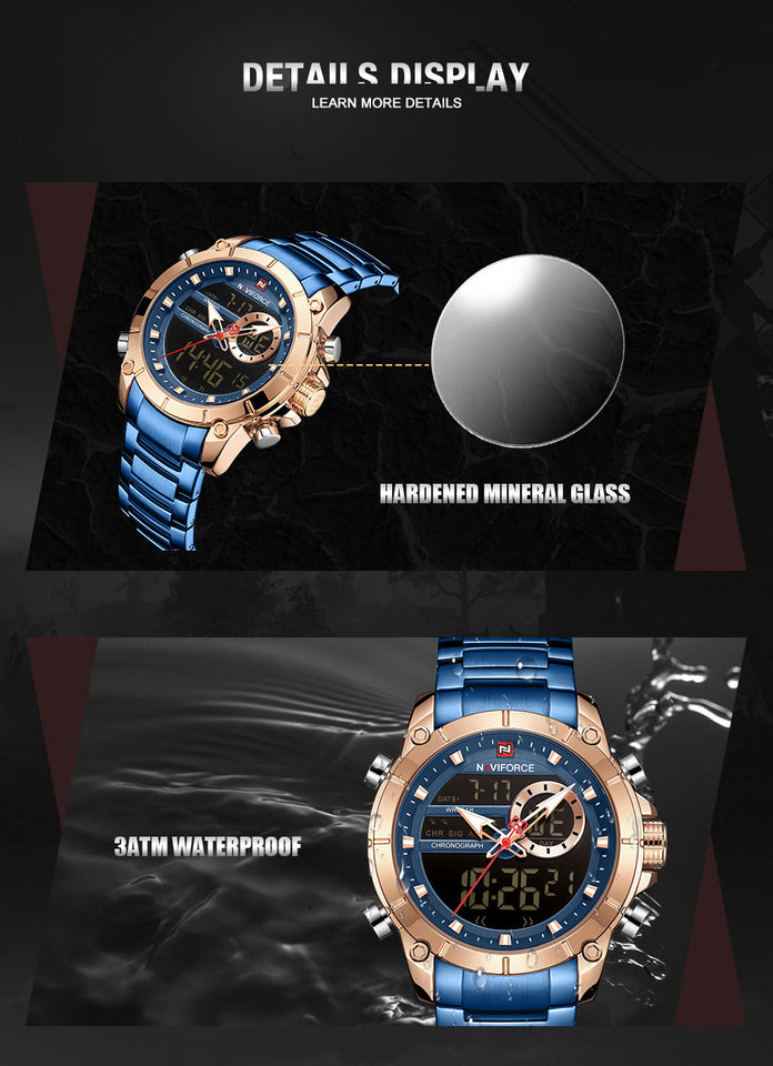 NAVIFORCE 9163 AZUL GOLD ROSE