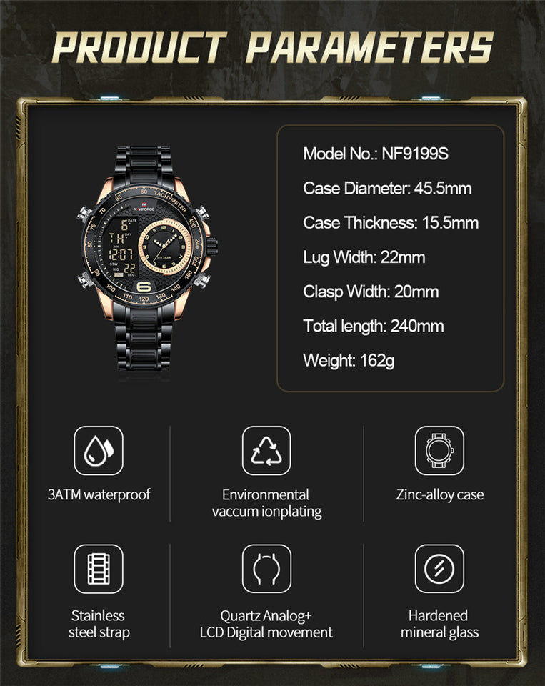NAVIFORCE 9199 BLACK GOLD ROSE