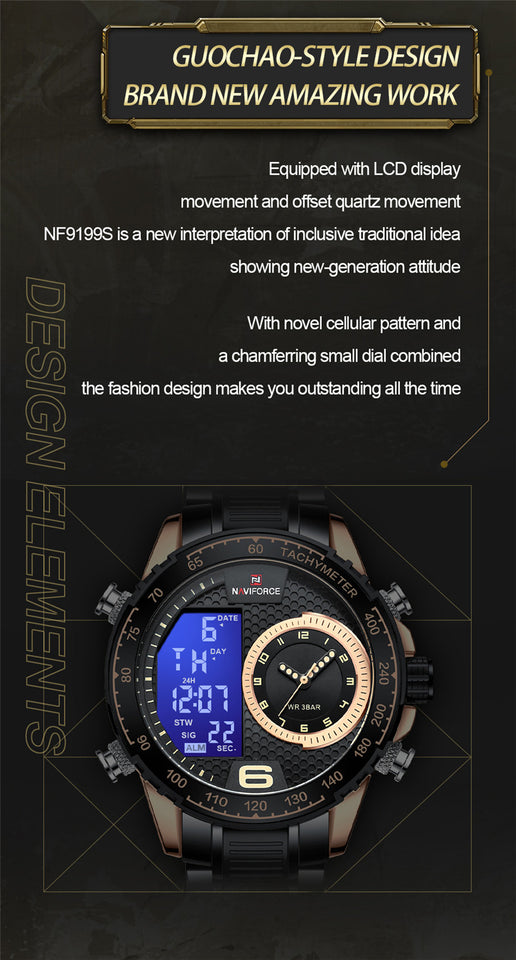 NAVIFORCE 9199 BLACK GOLD ROSE